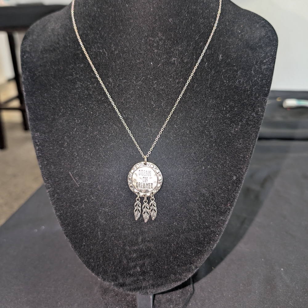 Silver Dreamcatcher Pendant Necklace